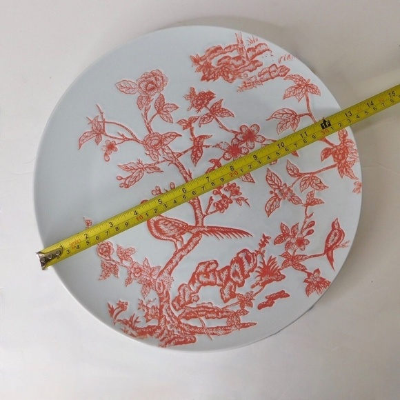 ANTHROPOLOGIE Red White Chinoiserie Serving Platter Dinnerware Porcelain Plate - Picture 7 of 7